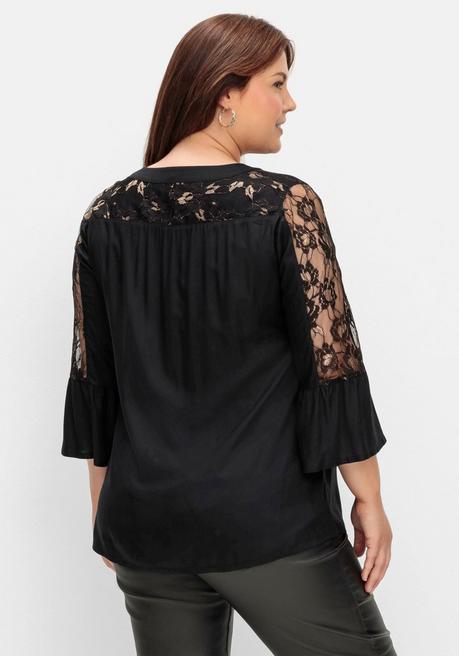 sheego by Joe Browns Elegante Tunika mit floralen Spitzeneinsätzen - schwarz sheego Günstiger Verkauf