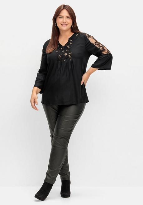 sheego by Joe Browns Elegante Tunika mit floralen Spitzeneinsätzen - schwarz sheego Günstiger Verkauf