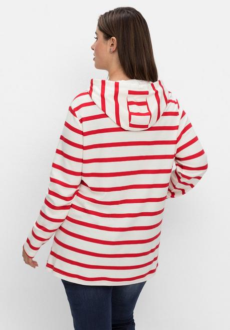 sheego Gestreiftes Langarmshirt mit Kapuze - offwhite gestreift sheego Fabrikverkauf