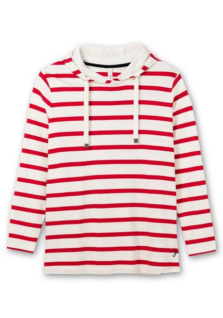 sheego Gestreiftes Langarmshirt mit Kapuze - offwhite gestreift sheego Fabrikverkauf