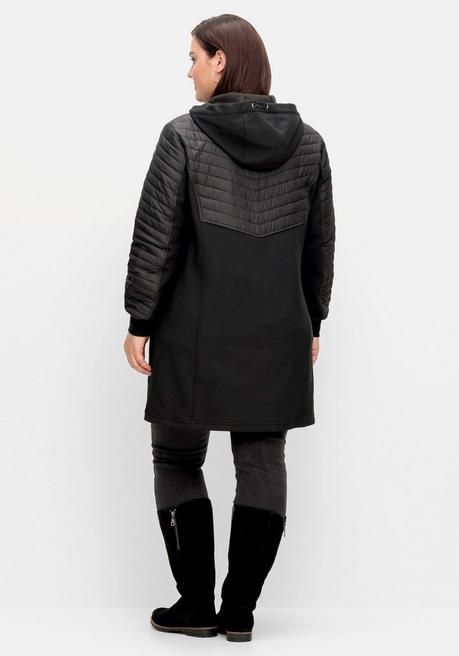sheego Softshellmantel mit Kapuze, im Materialmix - schwarz sheego Kostenloser Versand
