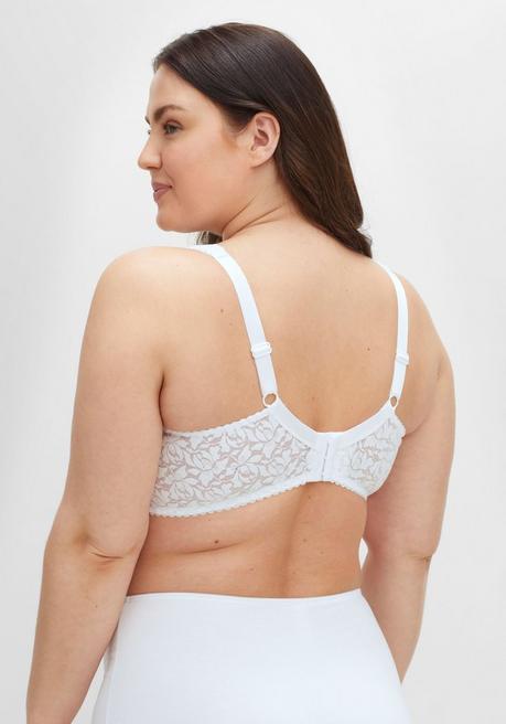 sheego BH ohne Bügel mit leicht transparenter Spitze - weiß sheego Versandkostenfrei