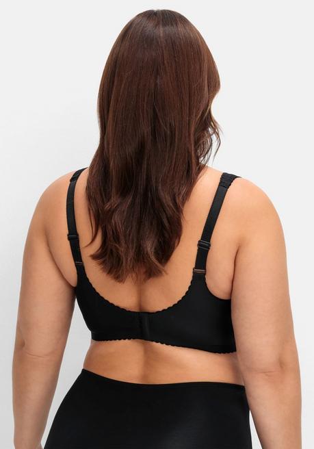 sheego BH ohne Bügel, mit Spitzeneinsatz - schwarz sheego Top Angebot