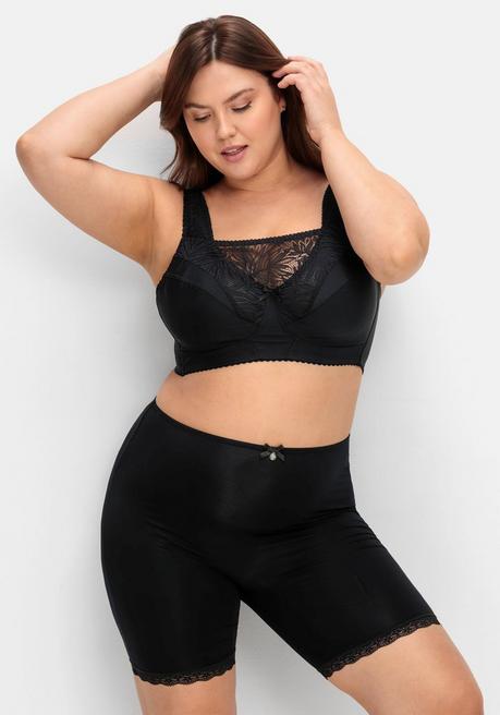 sheego BH ohne Bügel, mit Spitzeneinsatz - schwarz sheego Top Angebot