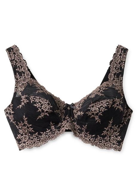 sheego Bügel-BH mit Stickereispitze und Mesh-Einsätzen - schwarz+taupe sheego Blitzangebot