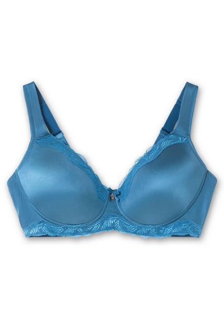 sheego Spitzen-BH ohne Bügel, mit wattierten Cups - blau sheego Große Rabatte