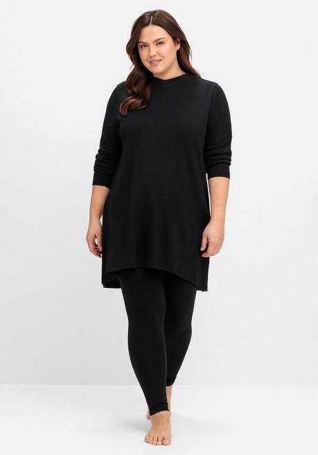 sheego Longshirt aus Interlock, im Vokuhila-Schnitt - schwarz sheego Super Rabatt