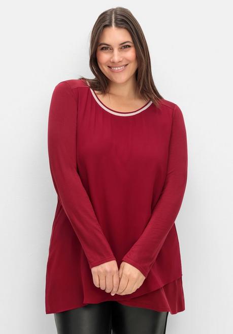 sheego Blusenshirt mit doppellagigem Vorderteil - dunkelrot sheego Riesige Rabatte
