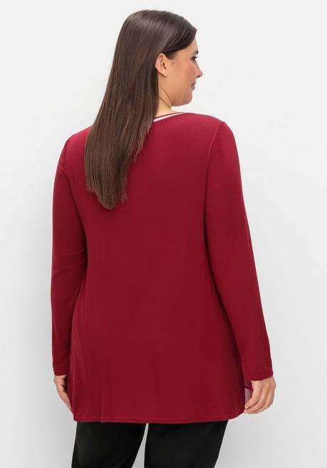 sheego Blusenshirt mit doppellagigem Vorderteil - dunkelrot sheego Riesige Rabatte
