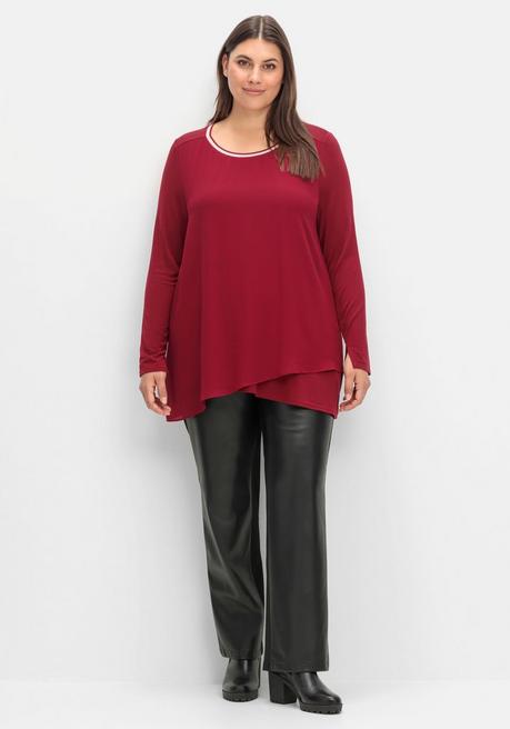 sheego Blusenshirt mit doppellagigem Vorderteil - dunkelrot sheego Riesige Rabatte