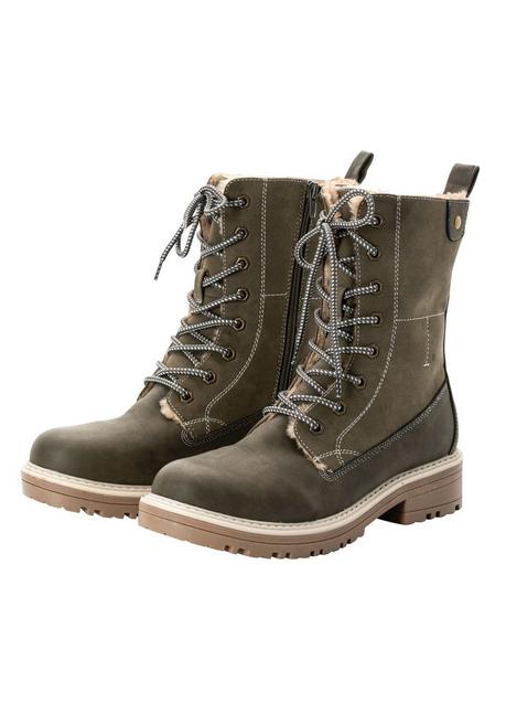sheego Schnürboots mit seitlichem Reißverschluss - oliv sheego 50% Rabatt mit kostenlosem Versand