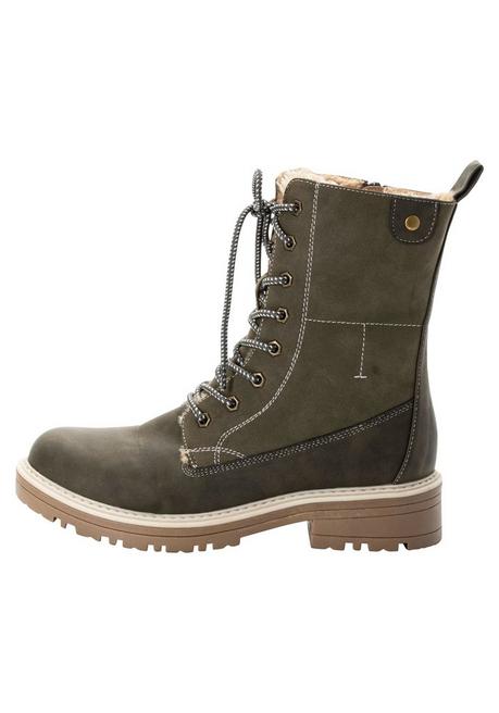 sheego Schnürboots mit seitlichem Reißverschluss - oliv sheego 50% Rabatt mit kostenlosem Versand