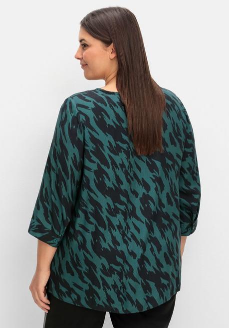 sheego Tunika mit 3/4-Ärmeln und Alloverprint - schwarz gemustert sheego Kostenloser Versand international