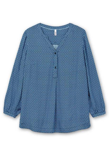 sheego Longtunika mit Minimaldruck und Knopfleiste - tiefblau gemustert sheego Fabrikladen