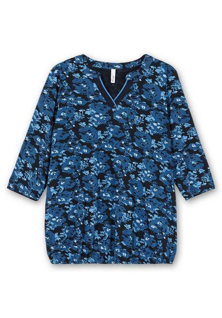 sheego 3/4-Arm-Shirt mit floralem Alloverdruck - tiefblau gemustert sheego Black Friday Preise