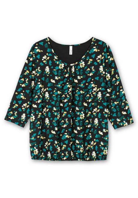 sheego 3/4-Arm-Shirt mit floralem Alloverdruck - schwarz gemustert sheego zollfrei