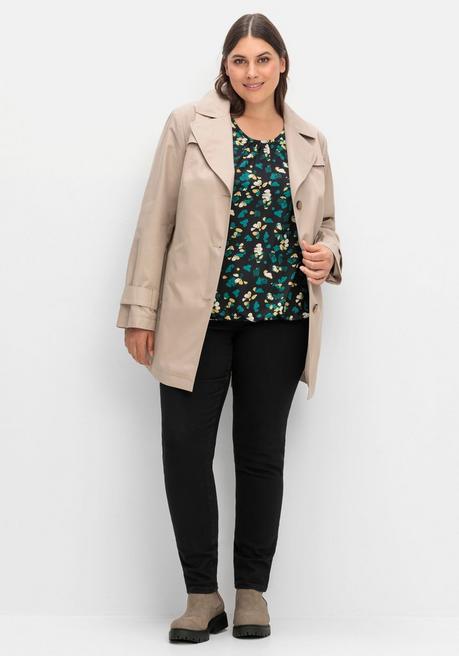 sheego 3/4-Arm-Shirt mit floralem Alloverdruck - schwarz gemustert sheego zollfrei
