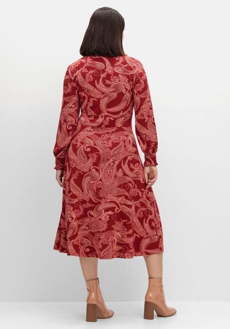 sheego by Joe Browns Jerseykleid mit Paisleydruck und Blusenkragen - weinrot gemustert sheego 50% Rabatt für begrenzte Zeit