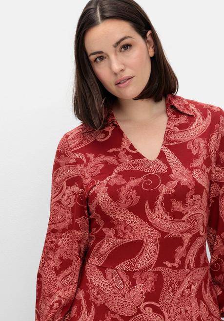 sheego by Joe Browns Jerseykleid mit Paisleydruck und Blusenkragen - weinrot gemustert sheego 50% Rabatt für begrenzte Zeit
