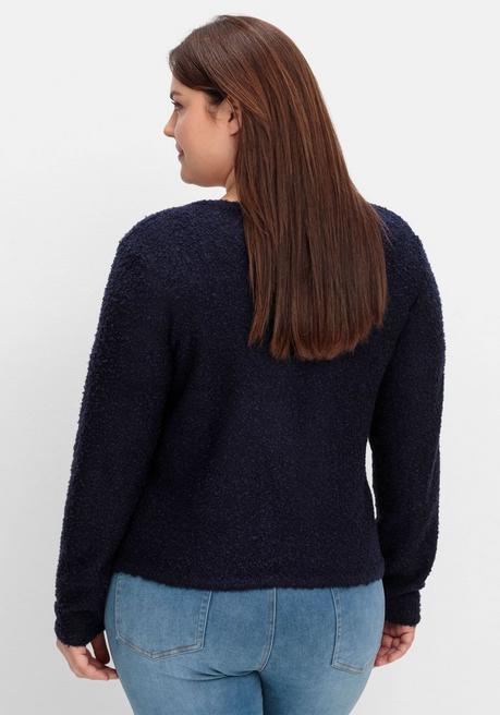 sheego Kurze Strickjacke aus weichem Bouclé - tiefblau sheego Rabatte dieses Monats