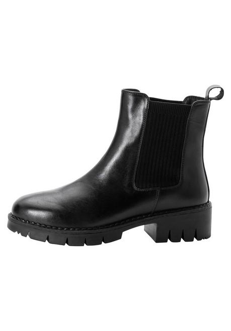 sheego Chelsea-Boots mit stark profilierter Sohle, aus Leder - schwarz sheego Outlet