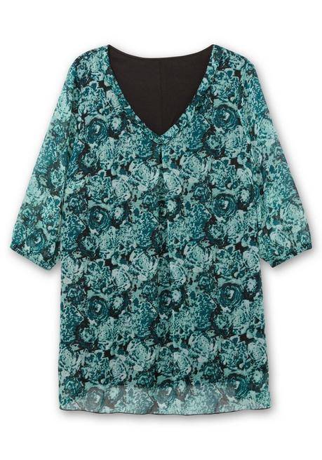 sheego Lange Tunika aus bedrucktem Chiffon, gefüttert - jade gemustert sheego Verkauf