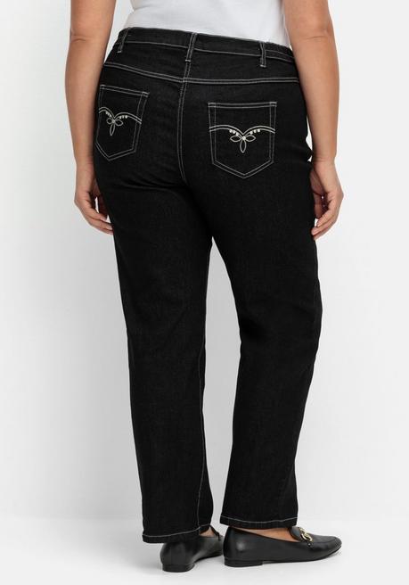 sheego Gerade Jeans mit seitlichem Stretchbund - black Denim sheego Günstiger Verkauf