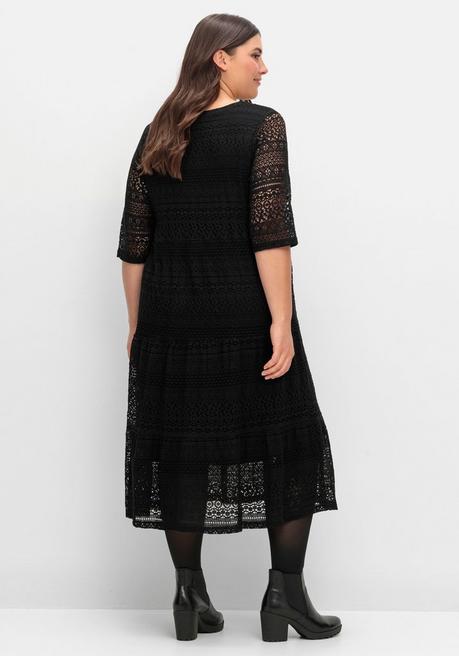 sheego Stufenkleid aus Spitze, mit blickdichtem Futter - schwarz sheego Meist gekauft