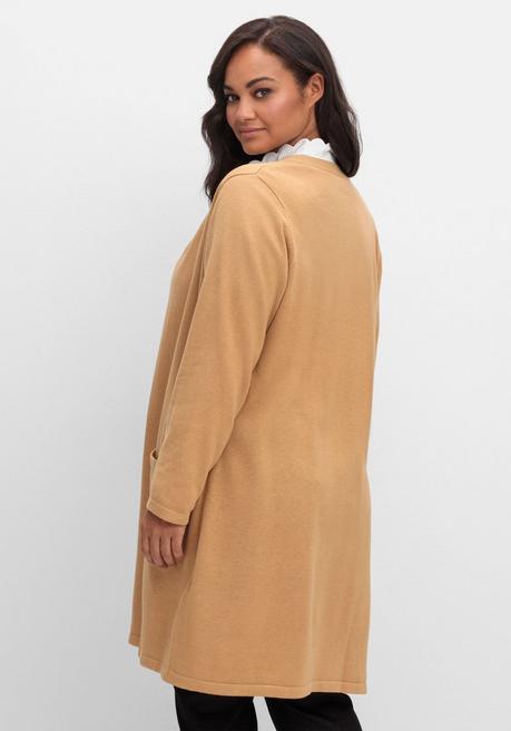 sheego Lange Strickjacke in offener Form, mit Taschen - camelfarben sheego Fabrik Onlineshop