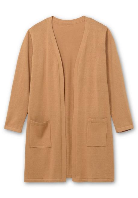 sheego Lange Strickjacke in offener Form, mit Taschen - camelfarben sheego Fabrik Onlineshop
