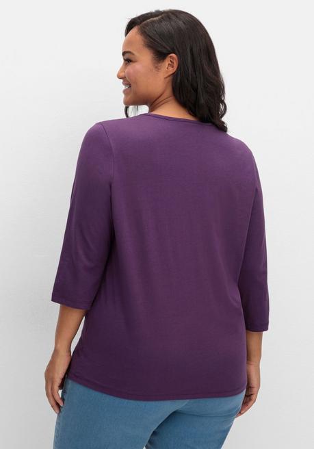 sheego 3/4-Arm-Shirt mit Glitzerstein-Applikation - traube sheego Sonderangebot