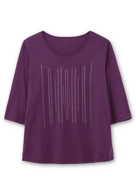 sheego 3/4-Arm-Shirt mit Glitzerstein-Applikation - traube sheego Sonderangebot