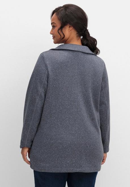sheego Jacke aus meliertem Strickfleece - taubenblau sheego Rabatt