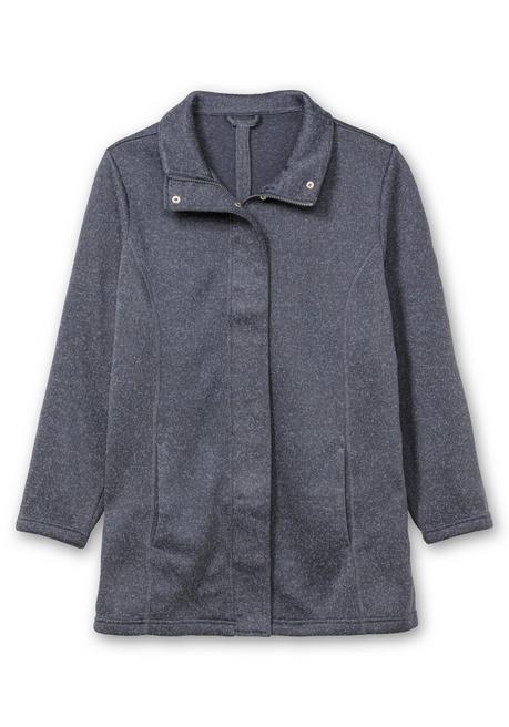 sheego Jacke aus meliertem Strickfleece - taubenblau sheego Rabatt