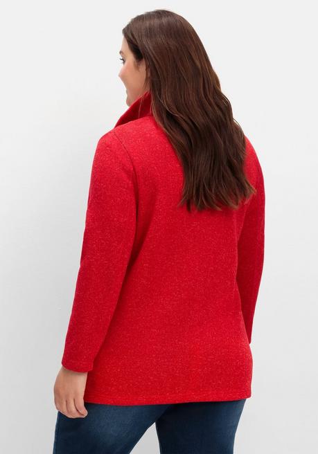 sheego Jacke aus meliertem Strickfleece - rot sheego Versandkostenfrei