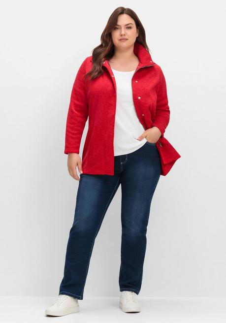 sheego Jacke aus meliertem Strickfleece - rot sheego Versandkostenfrei