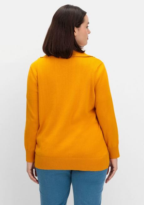 sheego Pullover mit Troyerkragen und Reißverschluss - ocker sheego Begrenztes Angebot