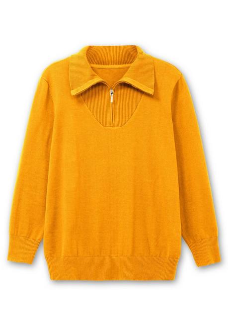 sheego Pullover mit Troyerkragen und Reißverschluss - ocker sheego Begrenztes Angebot