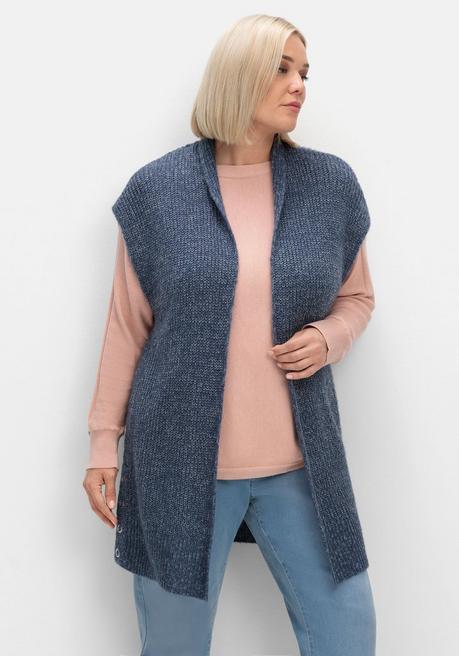 sheego Strickweste in offener Form und melierter Optik - rauchblau sheego Exklusivangebot