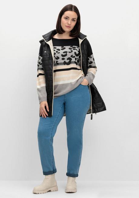 sheego Jacquard-Pullover im Mustermix, mit Animalprint - schwarz gemustert sheego Cyber Monday