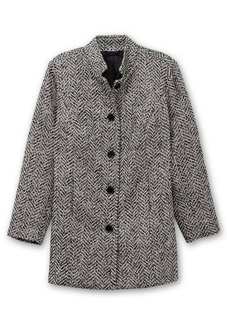 sheego Bouclé-Jacke mit Stehkragen, im Fischgrätmuster - schwarz-weiß sheego Osterangebot