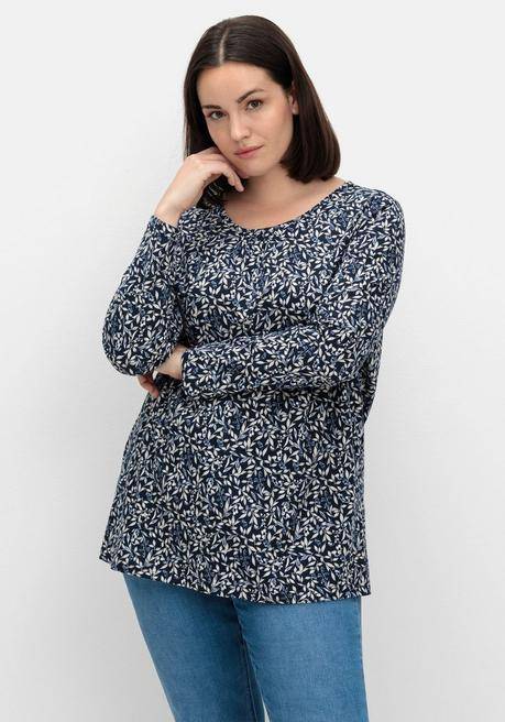 sheego Langarmshirt aus Jersey mit Minimalprint - marine gemustert sheego Muttertagsangebot