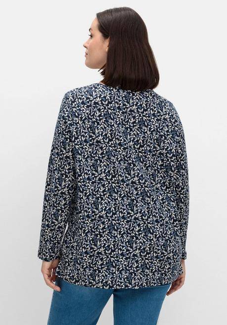 sheego Langarmshirt aus Jersey mit Minimalprint - marine gemustert sheego Muttertagsangebot