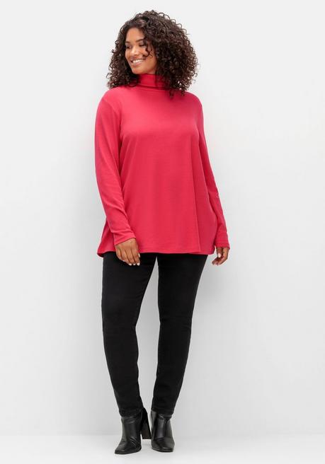 sheego Langarmshirt mit Rollkragen, in A-Linie - magenta sheego Vatertagsangebot