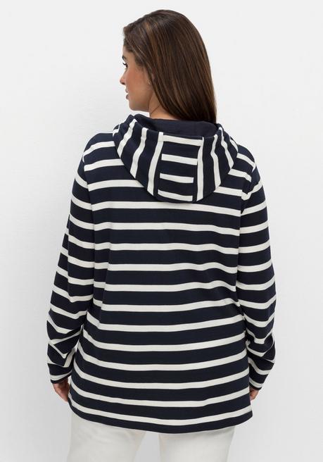 sheego Gestreiftes Langarmshirt mit Kapuze - nachtblau gestreift sheego Valentinstagsangebot