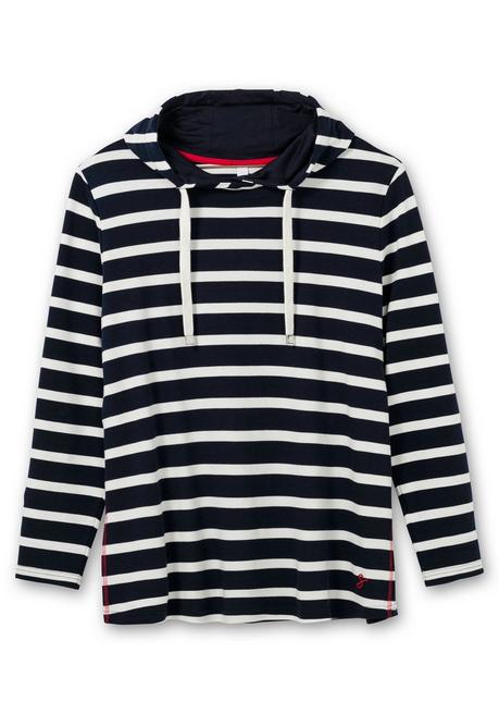 sheego Gestreiftes Langarmshirt mit Kapuze - nachtblau gestreift sheego Valentinstagsangebot