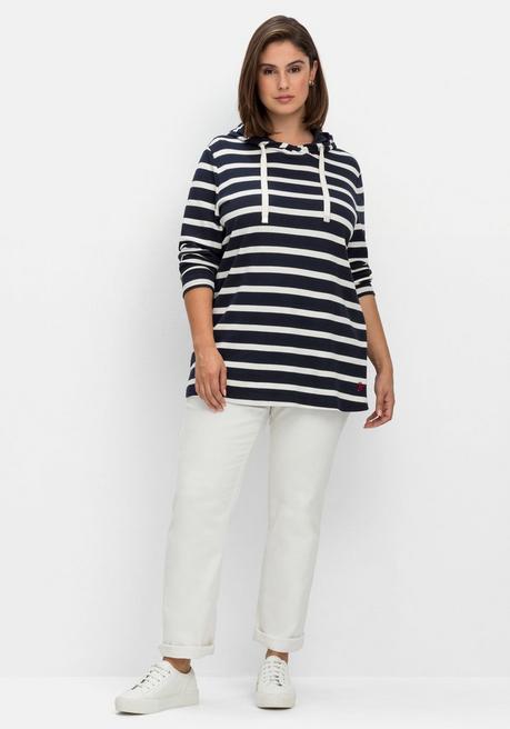 sheego Gestreiftes Langarmshirt mit Kapuze - nachtblau gestreift sheego Valentinstagsangebot