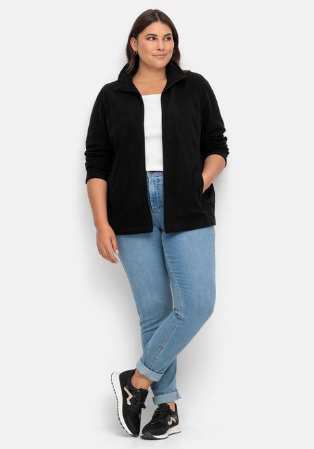 sheego Kuschelige Fleecejacke mit Reißverschluss - schwarz sheego Heißer Verkauf