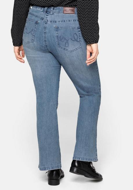 sheego Bootcut-Jeans in 5-Pocket-Form, mit Used-Effekten - light blue Denim sheego Neueste Mode