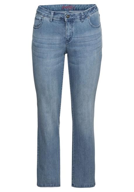 sheego Bootcut-Jeans in 5-Pocket-Form, mit Used-Effekten - light blue Denim sheego Neueste Mode
